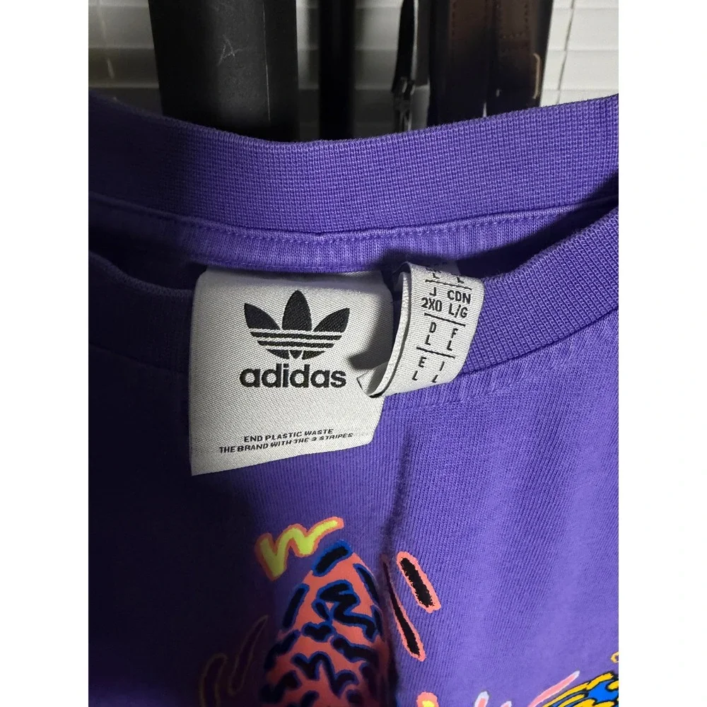 Adidas Originals Abstract Doodle Trefoil Graphic Tee Purple Large